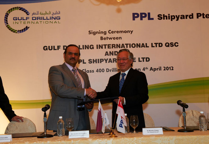 Signing between GDI and PPL for new jack up rig contract in April 2012